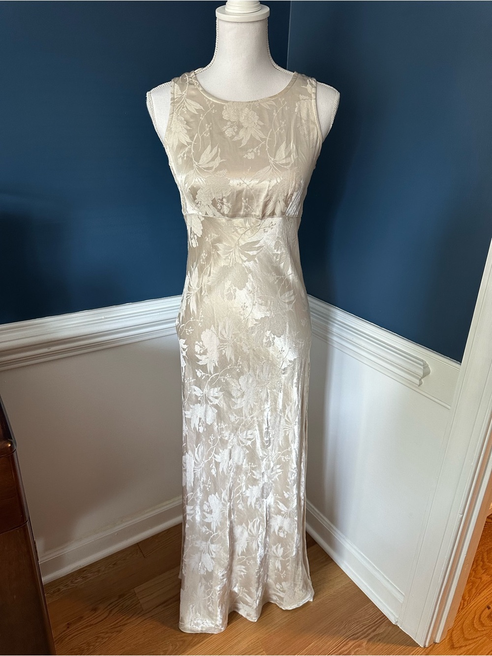 Vintage All That Jazz Champagne Floral Jacquard Maxi Dress
